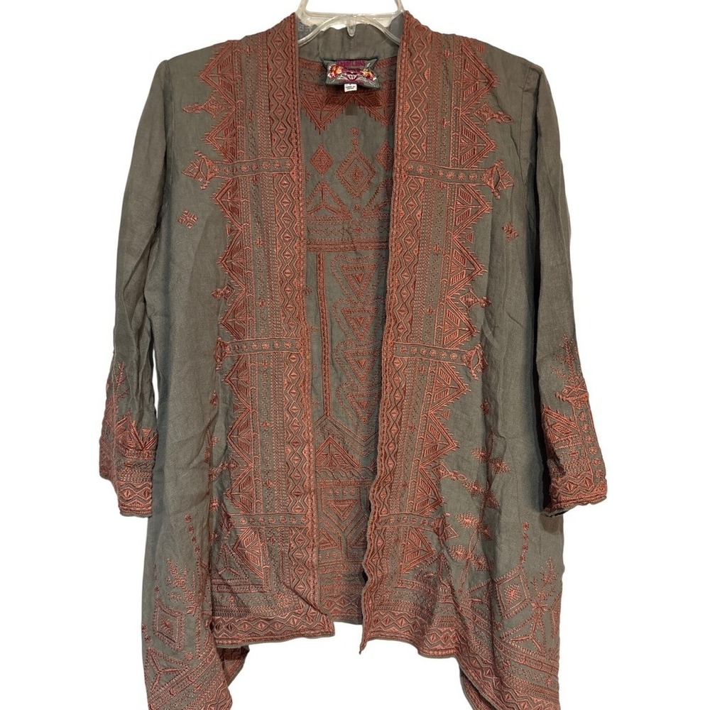 Johnny Was Embroidered Duster Kimono Open Front Bohemian Cardigan‎
